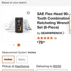Gearwrench 8pc SAE FLEXHEAD RATCHETING WRENCH SET