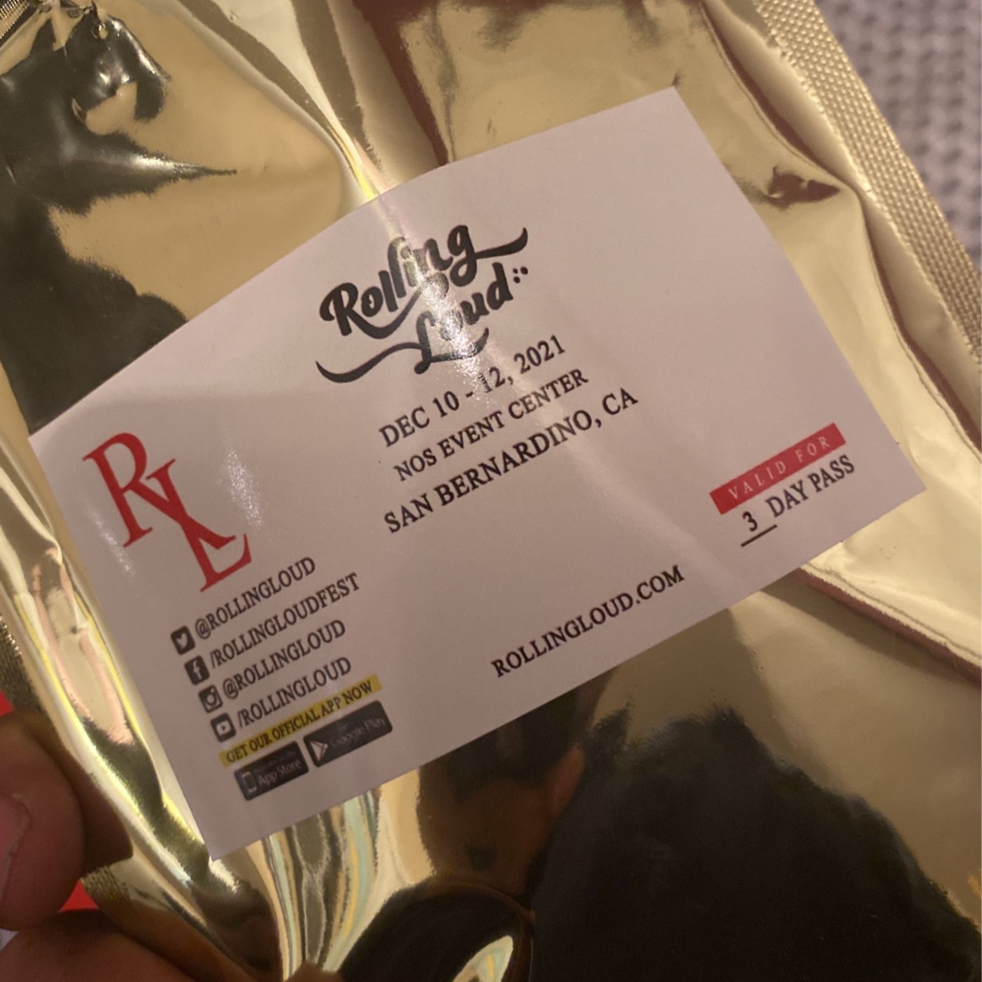 Rolling Loud 3 Day Wristband