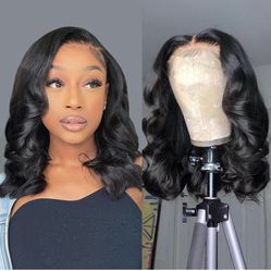 Human hair body frontal Bob Wig 