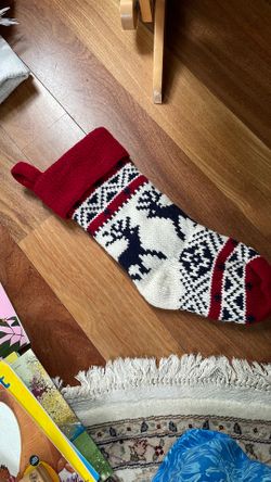 Large reindeer knitted stocking