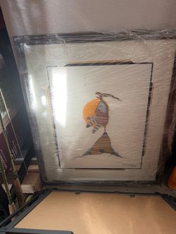 Framed Native American Figure Artwork
