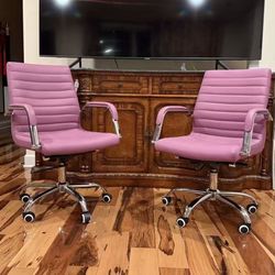 Mid-Back Office Chair with Arms Swivel PU Leather Height Adjustable Office Executive Chair