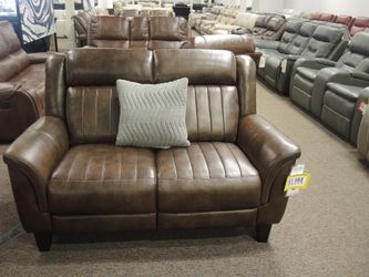 Barcalounger Kimball Leather Dual Power Loveseat - Brown | Small Sofa | Two-Seat Couch