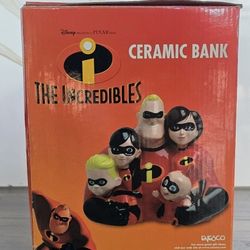 Disney Pixar The Incredibles Family Ceramic Money Bank w/ Box