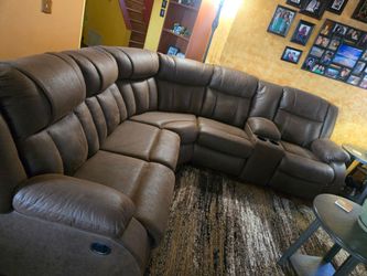 Swaded leather luxury family couch