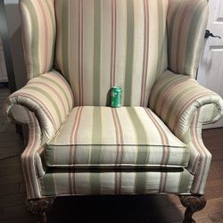 Large Clawfoot Wingback Armchair. Pretty Big. And Matching Ottoman.