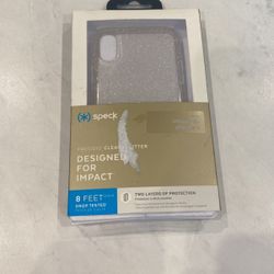 Speck Presidio Clear+Glitter Case for Apple iPhone X & XS - Clear/Gold Glitter
