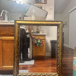 Large vintage Beveled Glass Mirror with Ornate Frame