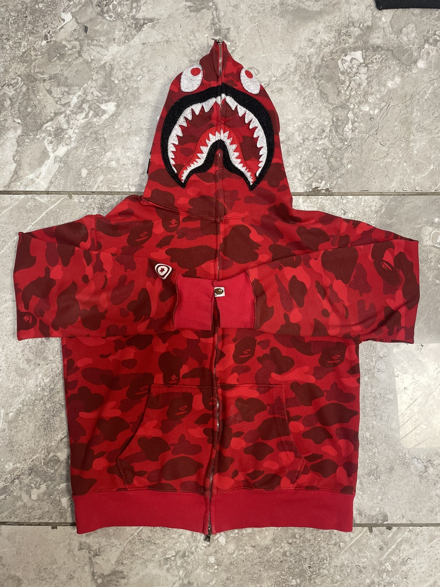 Bape Red Camp Full Zip-Up Hoodie