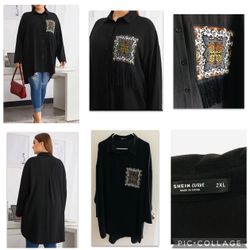 Plus 2XL Fringe Trim Print Patch Detail High Low Blouse(new never been worn run big) (Cash & pick up only  )