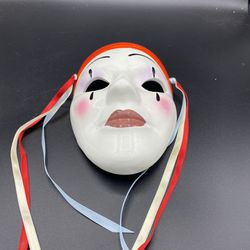 FANCY FACES Kings & Clowns Porcelain Mardi Gras Mask Signed By Artist