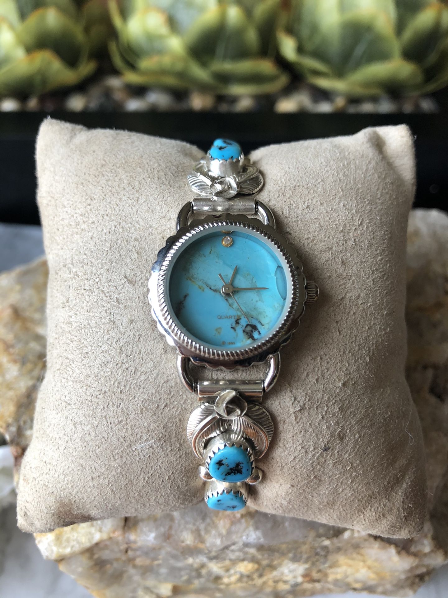 American Native sterling silver SH turquiose watch