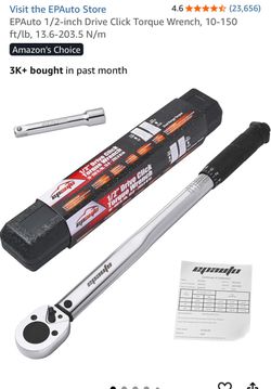 EPAuto 1/2-inch Drive Click Torque Wrench, 10-150 ft/lb, 13.6-203.5 N/m