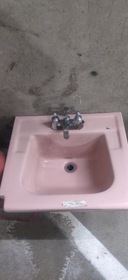 Vintage 50's Coral Pink Bathroom Sink