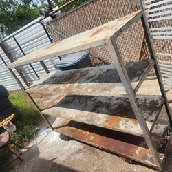 Industrial Metal 4 Tier Shelves With Wheels And Lock