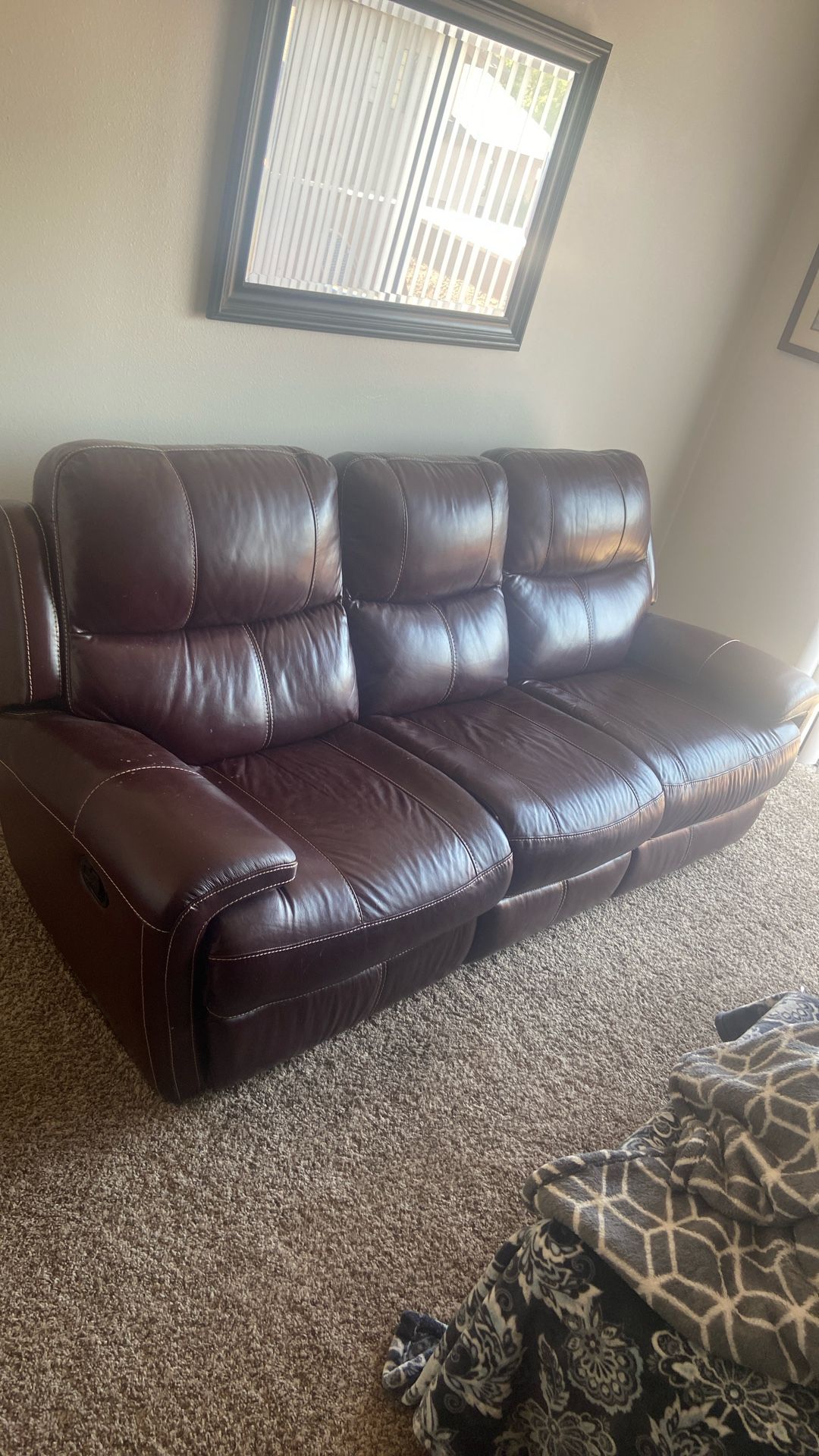 100% Real Leather couch and Recliner