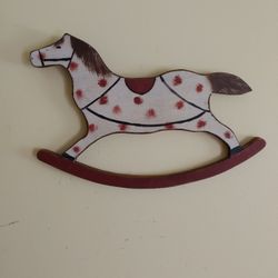 Horse Folk Art Figure Wood Carve Rocking Handpainted Rustic Charm Farmhouse Decor