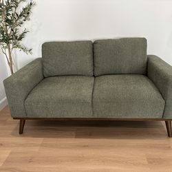 Green Loveseat with Tapered Legs