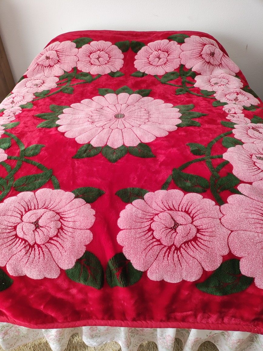 Very Large, Heavy, Reversible Korean Blanket. Only Used Once In Guest Room. No Holds