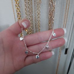 Silver Heart Necklace And Earring Set Covered In Platinum