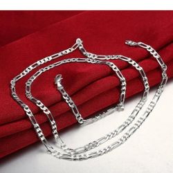 24" Figaro Necklace Solid 925 Sterling Silver [4mm Thick] - NEW