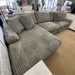 Corduroy 3-piece Chaise Sectional