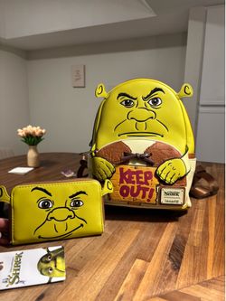 Loungefly DreamWork’s Ogre Shrek Keep Out Sign Mini Backpack Bag & Wallet