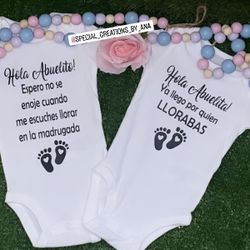 Custom Made Pregnancy Announcement in Spanish Baby onesies 🎉🤰🏻