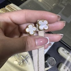 18k Van Cleef Style Dangle Earrings 