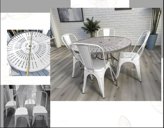 Outdoor Patio Dining Set Grey And White 