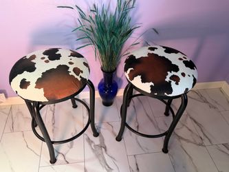 Set of 2 Cow Print Bar Stools