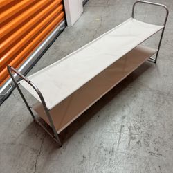 Two tier long shoe rack or shelf for 18 pairs of shoes in gray