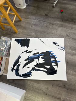 Original Abstract Painting 30x40 — Navy Blue Modern Art