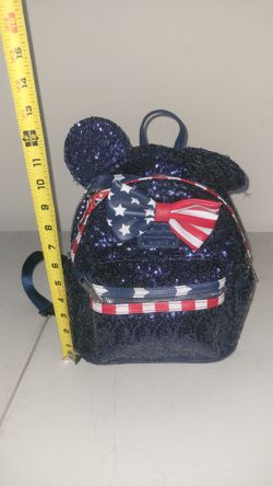 Disney Loungefly Stars and Stripes Patriotic Sequin Mini Backpack