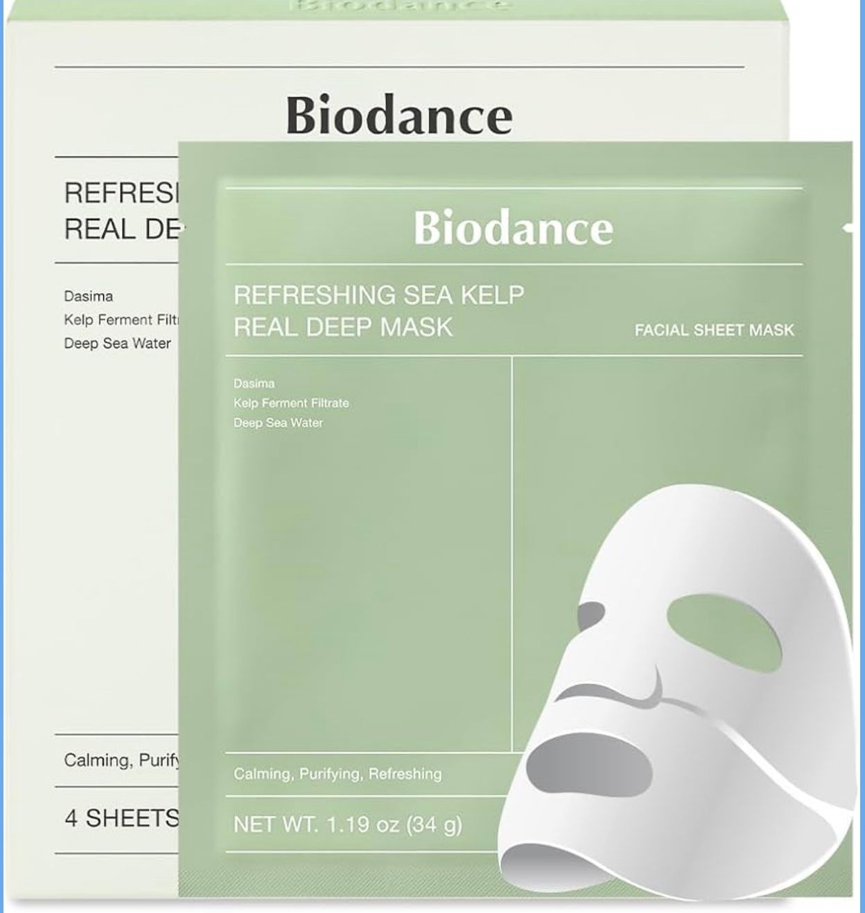 Bio dance Refreshing Sea kelp Real Deep Mask 4pack