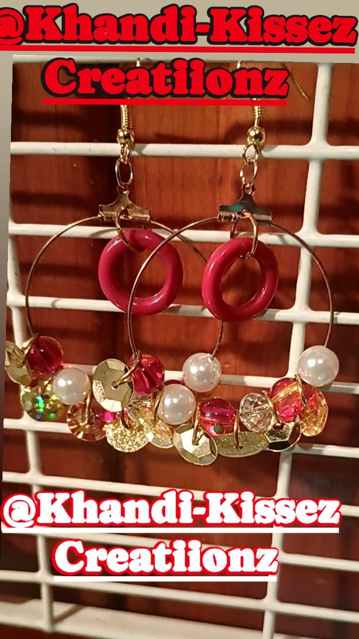Red & Gold Hoop Earrings 