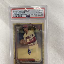 2024 Bowman 1st Psa 10 Super Fractor Auto Prospect Ryan Johnson