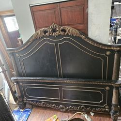 Vintage King Size Bed Frame, Solid Wood