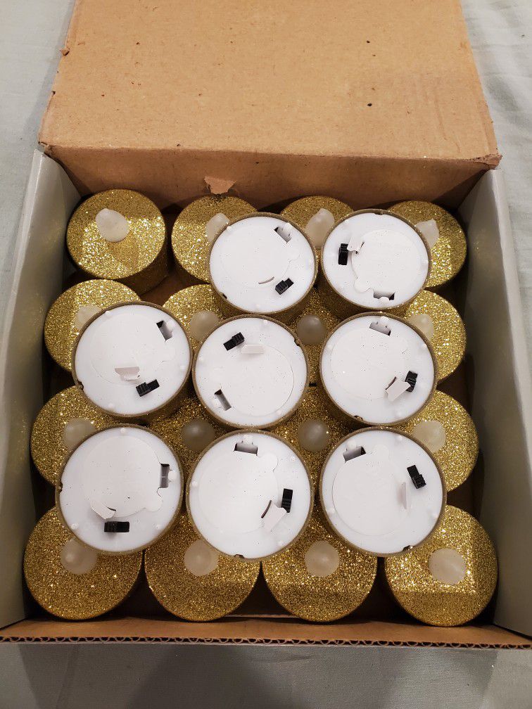 Gold Flameless Led Glitter  Mini Candles 24 Pack.