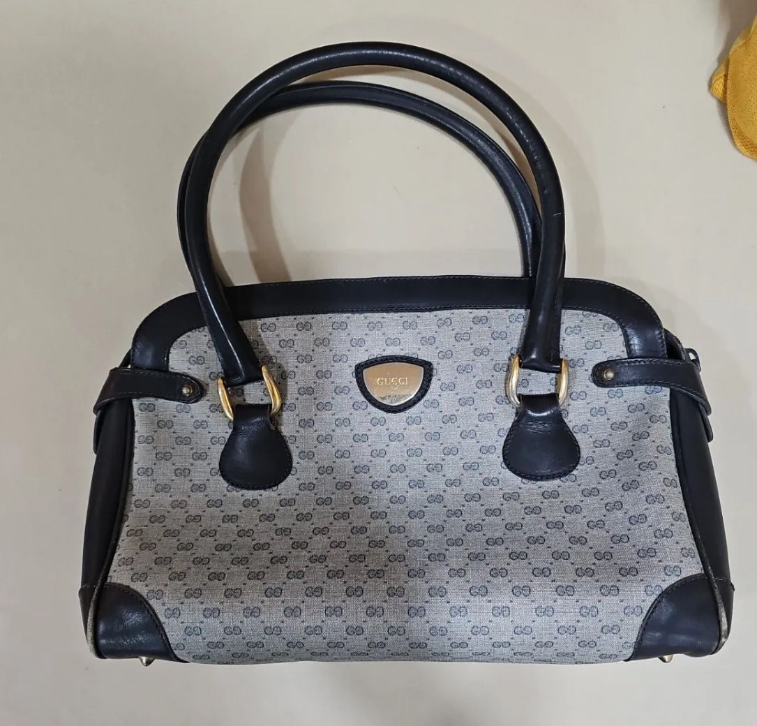 Gucci Vintage Boston Navy Handbag