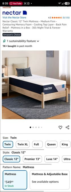 Nectar Classic 12" Twin Memory Foam Mattress