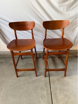 West Elm Classic Cafe Bar Stool - Mid Century Modern Solid Wood (2 Stools)