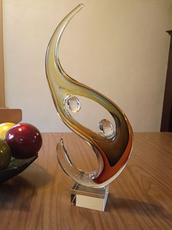 Vintage 1960's Italian Murano Glass Acrobat Sculpture with a square base.