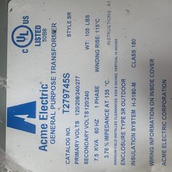 Transformer 7.5  Acme electric 