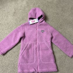 NWT Girls plush hooded full zip jacket Size XS 5/6