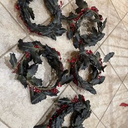 Artificial Red Berry Christmas Candle Ring – Holiday Décor | 6 Available 