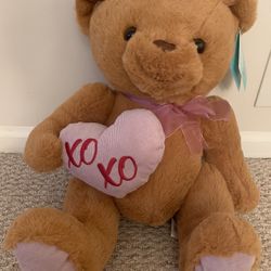 ❤️ New Cuddle Large Plush Valentine Bear w/heart, XOXO Heart Pillow
