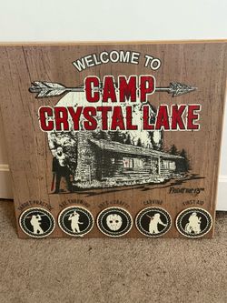 Camp Crystal Lake wooden sign NEW never used