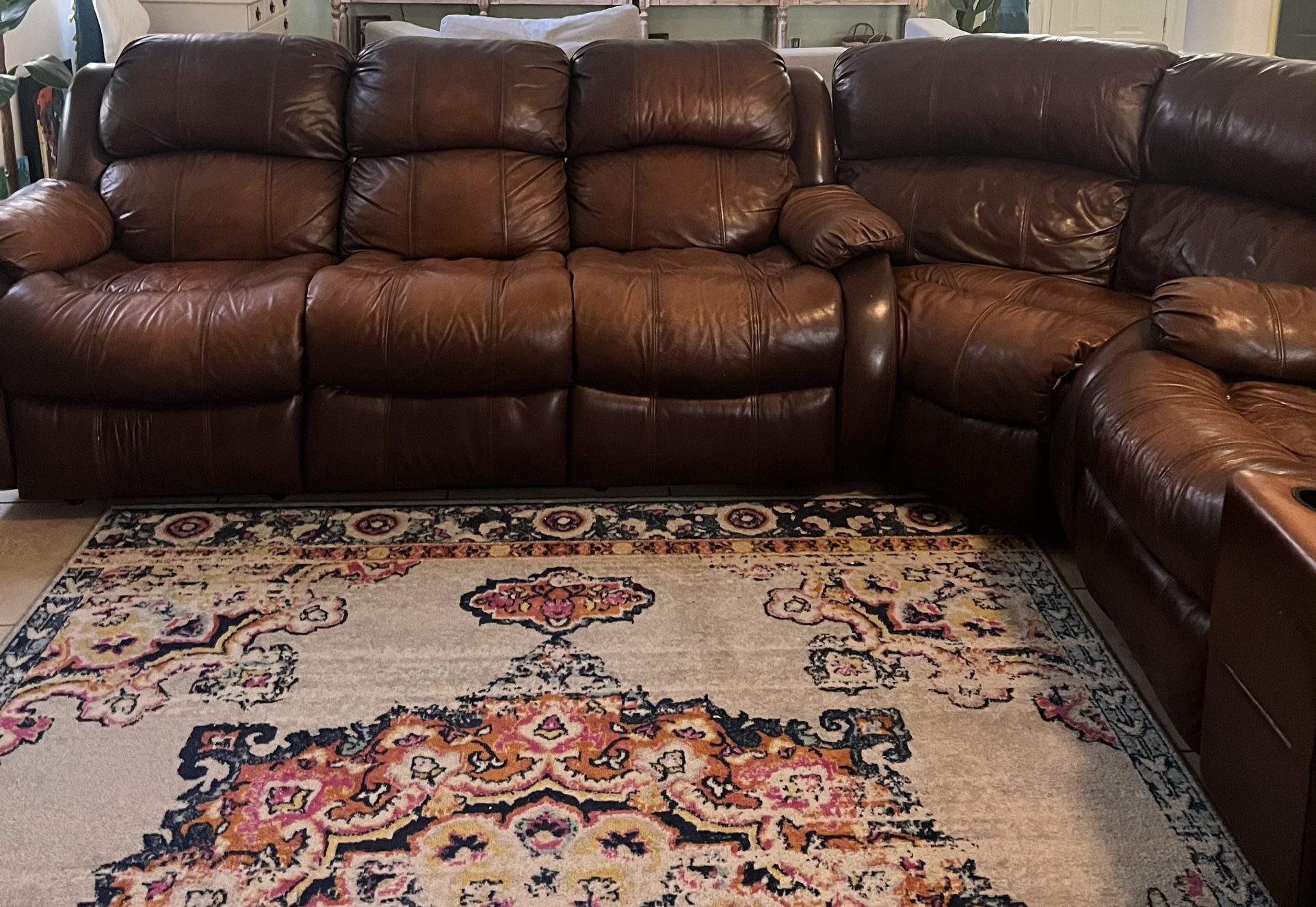Brown Leather Sofas/recliners Sectional 