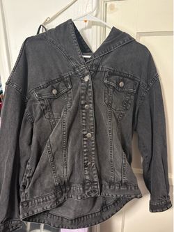Wild fable black gray wash denim jean jacket size small oversized